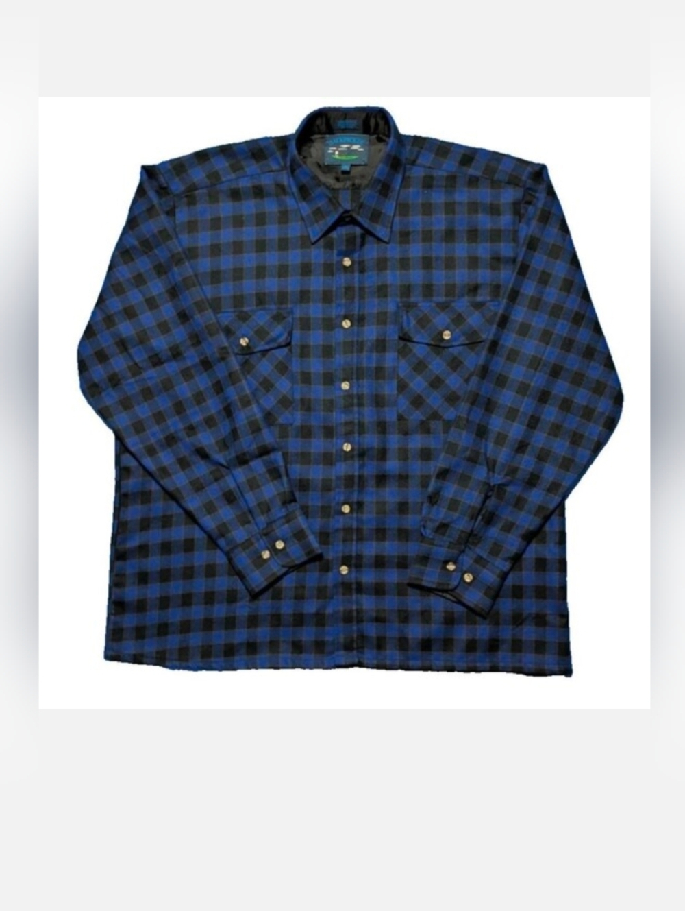 Vintage Men's Backpacker Black And Blue Plaid Flannel Long Sleeve Shirt XL